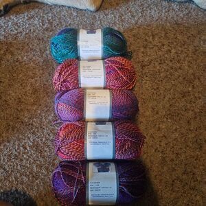 Yarn Bee Dazzling Cyber Soul (#58) 5 skein Pink and Green Mixed-media